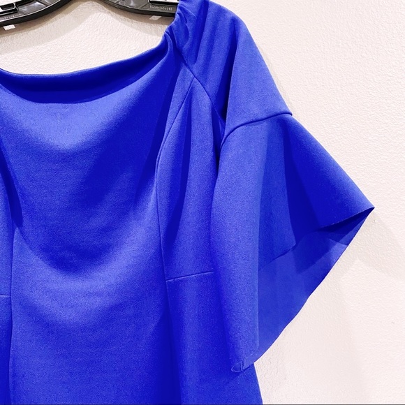 🎉Antonio Melani Size 6 Royal Blue Dress off the shoulder with Belled Sleeves - Picture 12 of 14